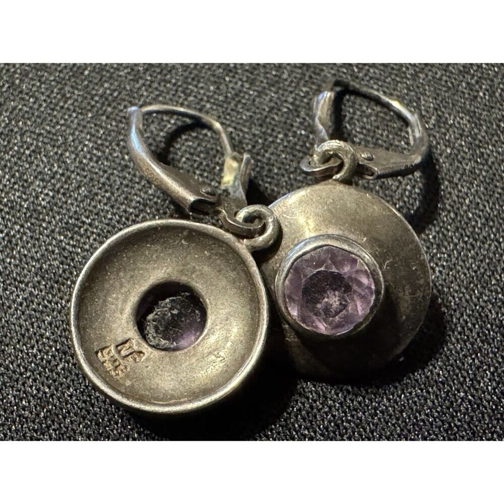 Vintage Silver & Amethyst Drop Earrings